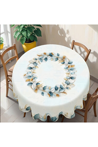 choice2 مفرش طاولة دائري مقاس 152 × 152 سم، قطعة واحدة، بنقشة أوراق الشجر ذات...