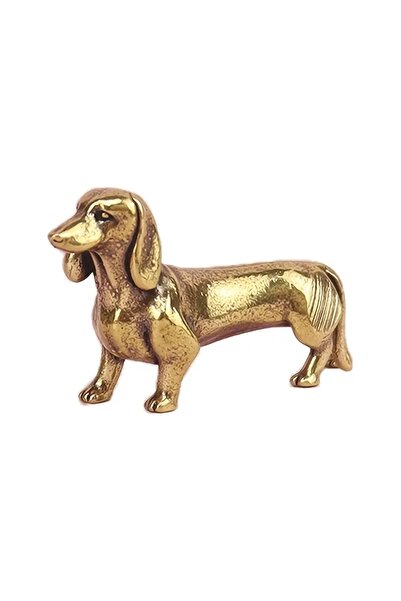 Choice Light Yellow 1 PC Brass Dachshund Statue Ornament for Home Study Decor...