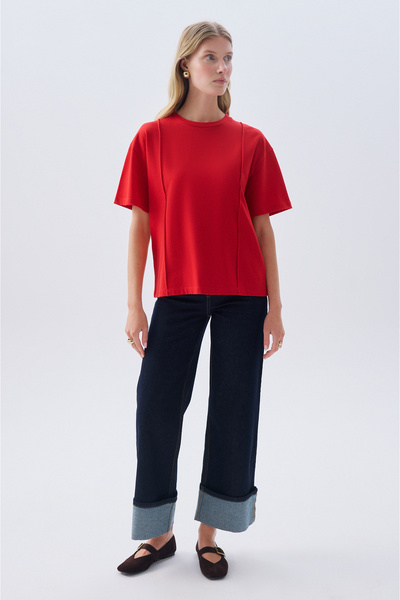 Mudo Cut-To-Length Straight Fit Jeans with Detailed Cuffs