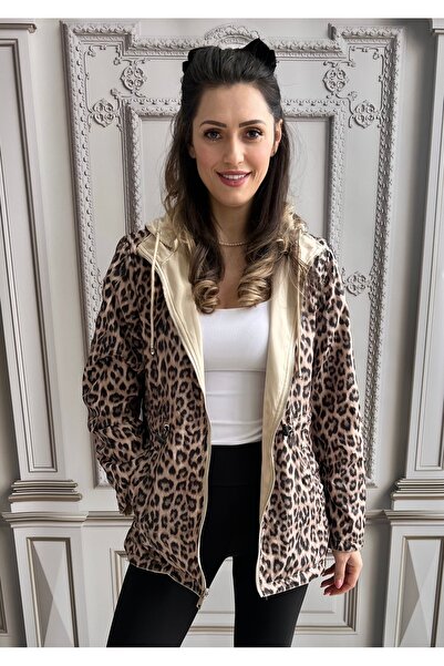 styleFlex Women's fleece jacket, Animal Print, with 2 sides, hood and adjusta...