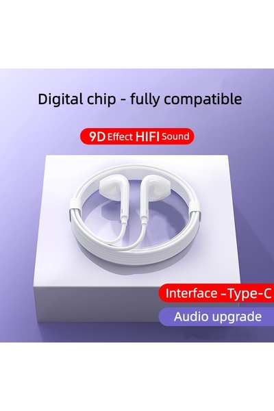 Choice سماعات أذن سلكية من النوع C لهاتف iPhone 15 Pro Max، داخل الأذن مع ميك...