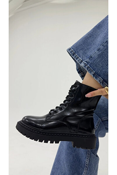 Akça Shoes Siyah Bağcıklı Postal