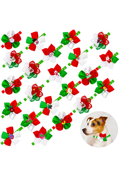 Choice 10PCS as the picture show 10PCS Pet Collars Christmas Style Dog Bowtie...