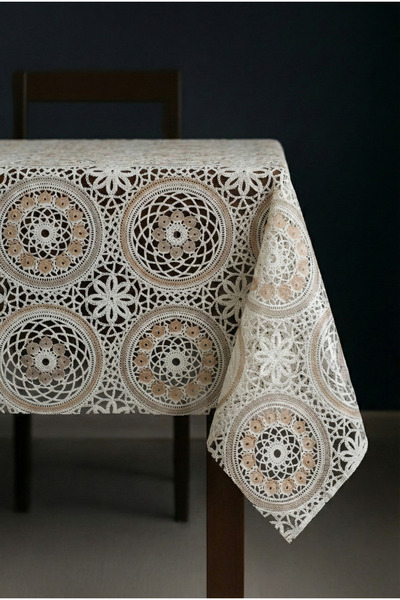 Soft Kare Luxury Straw Pattern Pvc Transparent Coated Oilcloth Tablecloth Wat...