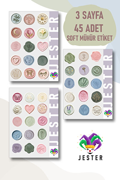 Jester Soft Mühür Temalı 3'lü Sticker, Çıkartma, Günlük, Ajanda, Planlayıcı, ...