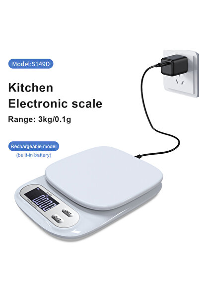Choice1 3kg 0.1g-USB Charge 3kg/7kg LCD Digital Kitchen Scale 0.1g/1g Food Sc...