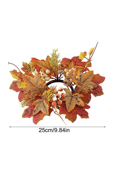 Choice A Fall Candle Ring 9.8Inch Maple Leaves Harvest Day Wreath Ring Holder...