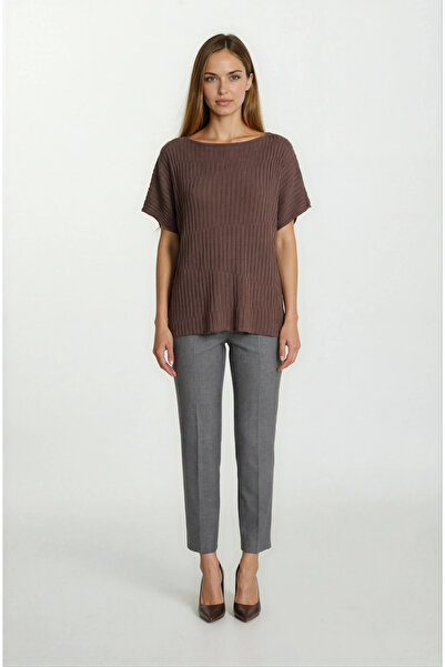 Spazio Riniero Kayık Yaka Kısa Kol Triko KAHVE