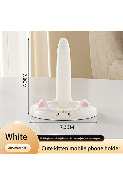 choice2 White Cartoon Cat Shape Mobile Phone Stand Phone Rack Portable Cute C...