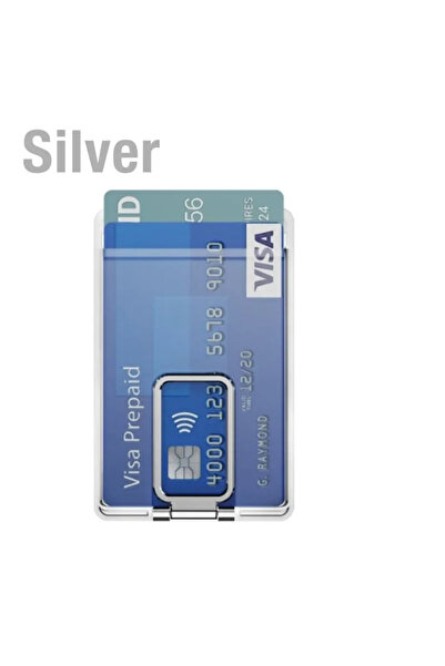 Choice3 Silver Magnetic Phone Card Holder 2 In 1 Magnetic Card Bracket for Ba...