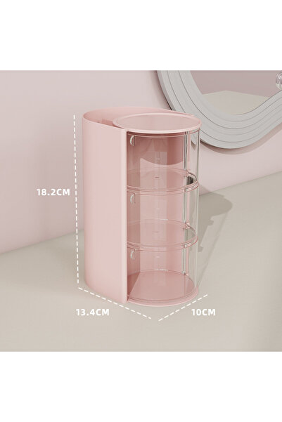 Choice1 3layer-pink Rotating Dustproof Storage Box for Desk - Vanity Organize...