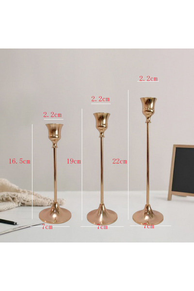 Choice 3pcs golden Set of 3 Vintage Elegant Metal and Aluminum Tabletop Candl...