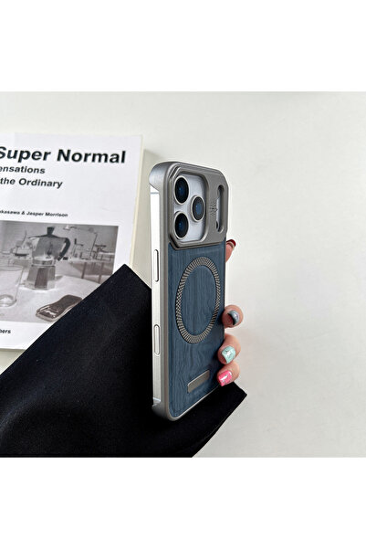 Choice4 iPhone17 Pro Max Blue For Magnetic Magsafe Wireless Charging Wood Gra...