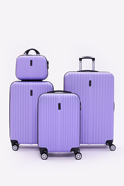 ELATAE 4'lü Valiz Seti Kırılmaz Valiz Büyük - Orta - Kabin Boy ve Makyaj 1020