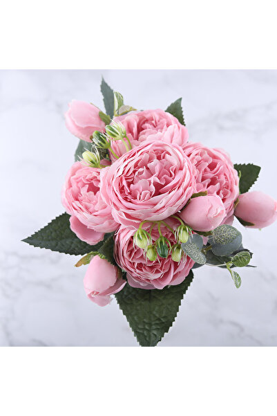 Choice5 2pcs Pink Pink Peony Artificial Flowers Bouquet for Home Table Vase W...
