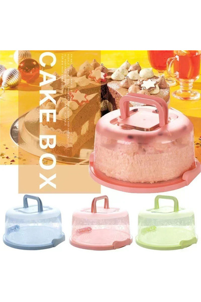 Choice1 Pink Portable Cake Box with Handle Dust-proof Baking Pastry Storage B...