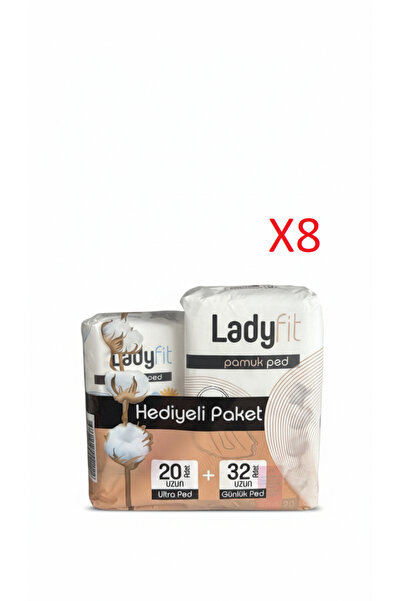 Lady Fit Ladyf Fit Pamuk Ped Hediyeli Paket 20 Adet Uzun Ultra Ped + 32 Adet ...