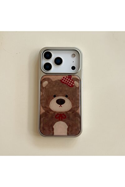 Choice8 iPhone17 Pro Max PC Dark Brown Cartoon Cute Brown Bear Red Hat Bowkno...