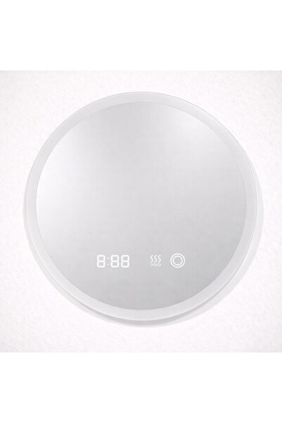 Mirora Silver Round LED mirror 60 cm with defogger and clock