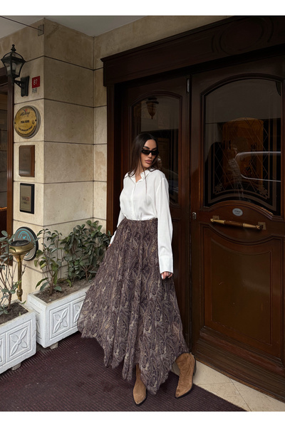 LB Laluna Butik Women's Elastic Waist Lined Long Tulle Skirt