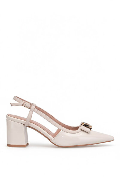 Ayakkabı Fuarı Elit Zk2706 Women's Patent Leather Classic Heeled Shoes Beige