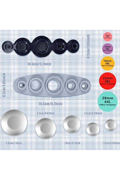 Choice1 100pcs 5size 100/120Pcs Cover Button Kit with Tool 6 Size DIY Fabric ...