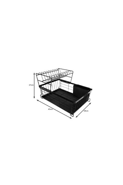 Ruhhy Two-tier dish drainer organizer, Black