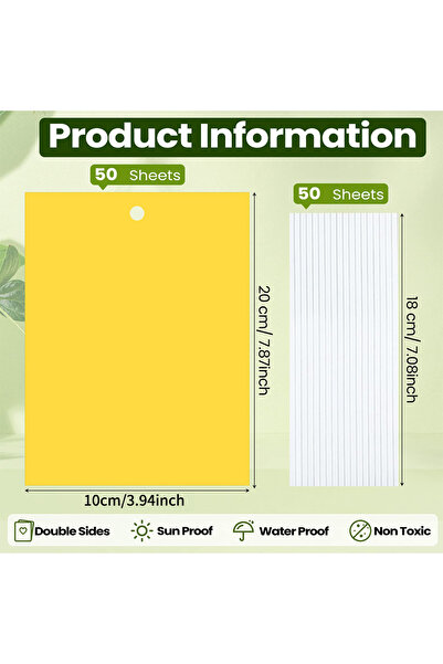 Choice 50PCS Sticky Insect Board Powerful Flycatcher Yellow Blue Sticker Shee...