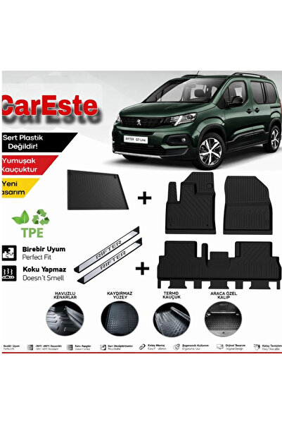 CarEste RİFTER 2019 SONRASI UYUMLU 4D PASPAS + BAGAJ HAVUZU +KAPI EŞİĞİ SET