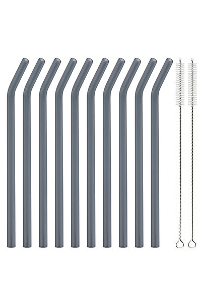 Choice5 Smoke gray 10pcs High Borosilicate Glass Straws Reusable Milkshake Dr...