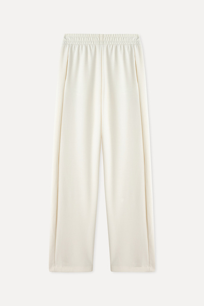 Mudo Modal Mixed Fabric Wide Leg Pants with Elastic Waist
