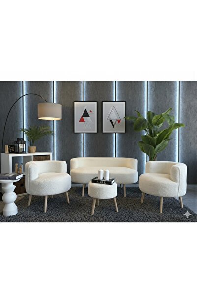 GÜLEŞ HOME Beyaz well soft kumaş Çay Seti koltuk takımı-ofis balkon cafe bahç...