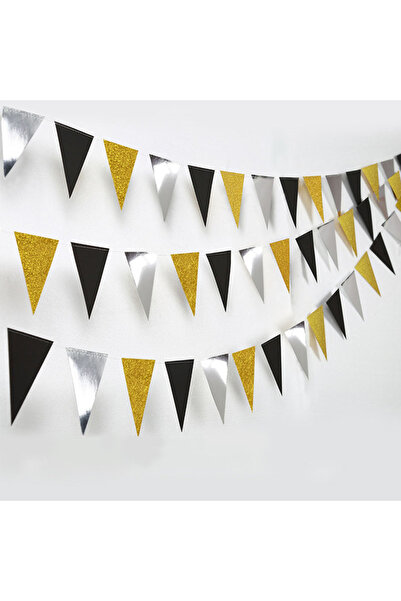 Choice1 5 أمتار، 18 علمًا ذهبيًا وفضيًا وأسودًا، راية ورقية سوداء وذهبية بطول...