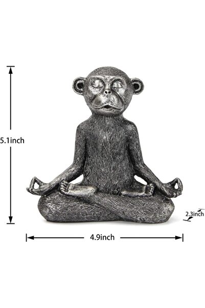 Choice تمثال قرد رمادي فاتح يجلس في وضعية اليوغا، مناسب لتزيين المنزل، مثالي ...