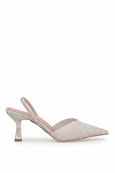 Ayakkabı Fuarı حذاء نسائي كلاسيكي بكعب من إيليت PM474 K1442 باللون الذهبي