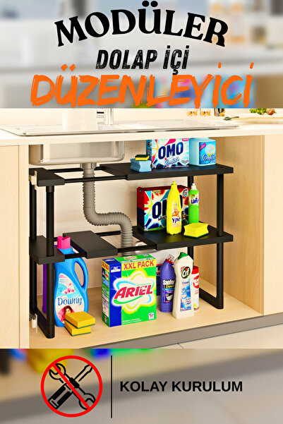 İndecor Houseware Plastic Expandable Shelf Adjustable Organizer Kitchen Bathr...