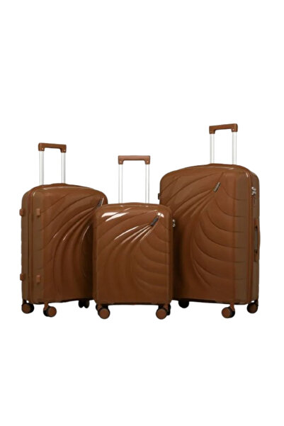 POGAGO Unbreakable 3 Piece PP Luggage Set Hard Shell Suitcase Cabin Medium La...