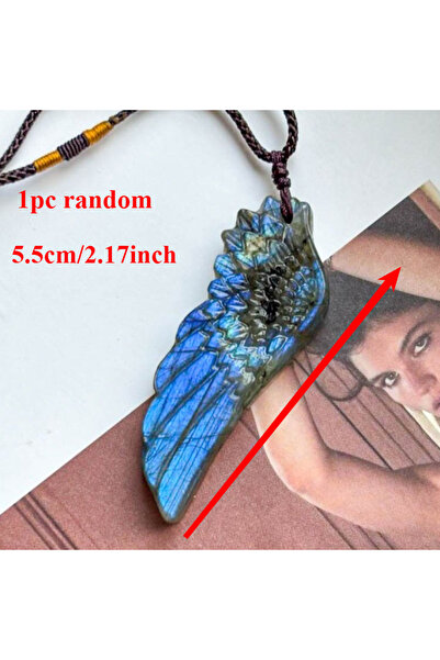 Choice قلادة جناح من حجر اللابرادوريت على الطراز البوهيمي، قطعة واحدة، بطول 1...