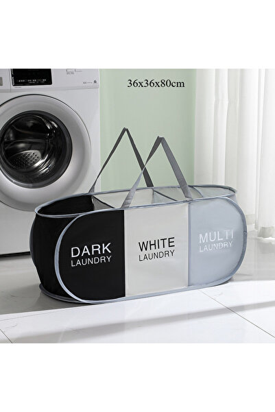 Choice1 3 grids Large Foldable Laundry Basket Fabric Sorting Hampers with Han...