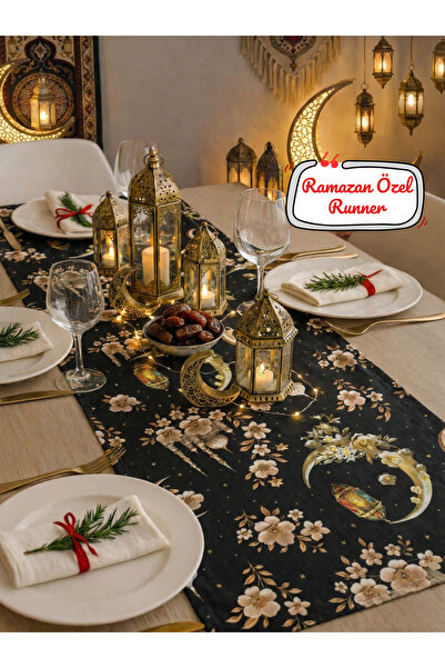 Soft Kare Ramadan Special 5D Digital Printed Liquid-Proof Duck Fabric Runner ...