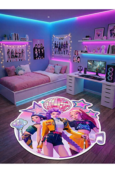 RUGRUMBA Non-Slip Base K-Pop Demon Hunters Themed Machine Washable Teen Room ...