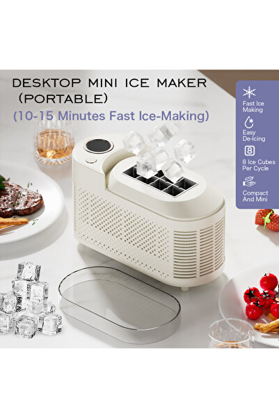 choice2 EU Beige Electric Small Ice Maker Home Dormitory Office Camping Ice A...