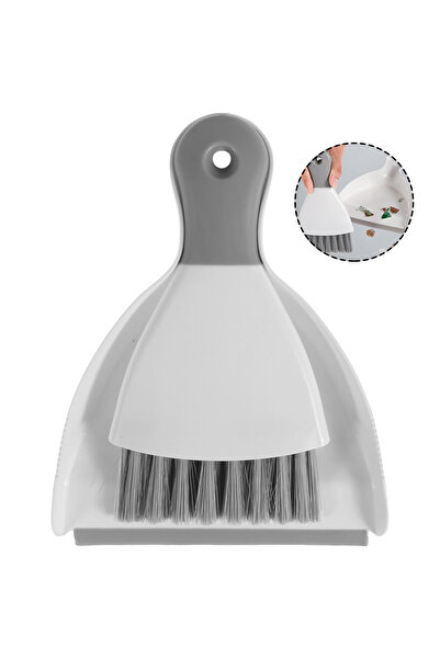 Choice طقم مجرفة وفرشاة صغيرة رمادية اللون، قطعة واحدة، لتنظيف سطح المكتب، مك...