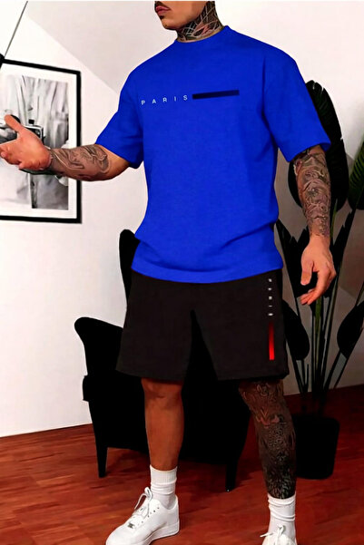 YK WEAR تي شيرت قصير بطبعة باريس رفيعة للنساء / الرجال