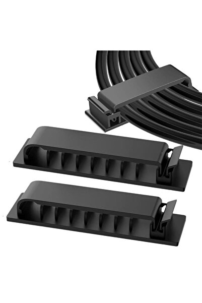 Choice منظم كابلات أسود مكون من قطعتين، 8 فتحات، لتنظيم الأسلاك، حامل أسلاك م...