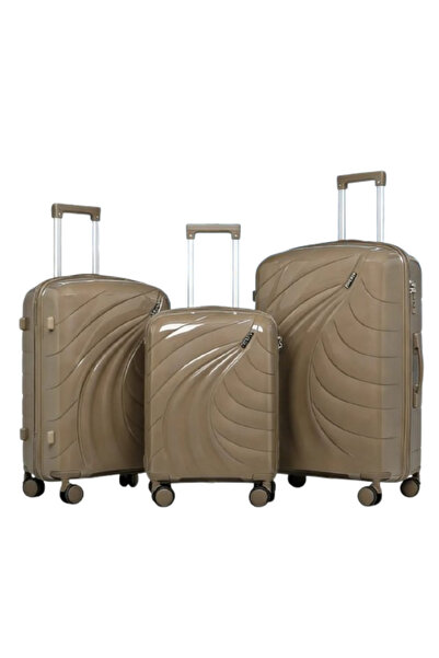 POGAGO Unbreakable 3 Piece PP Luggage Set Hard Shell Suitcase Cabin Medium La...