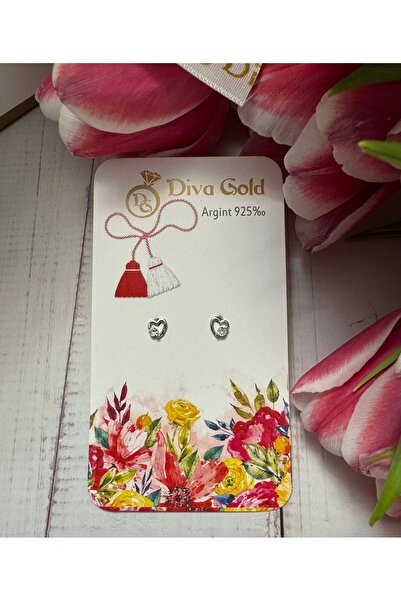 Diva Gold Silver Heart Earrings