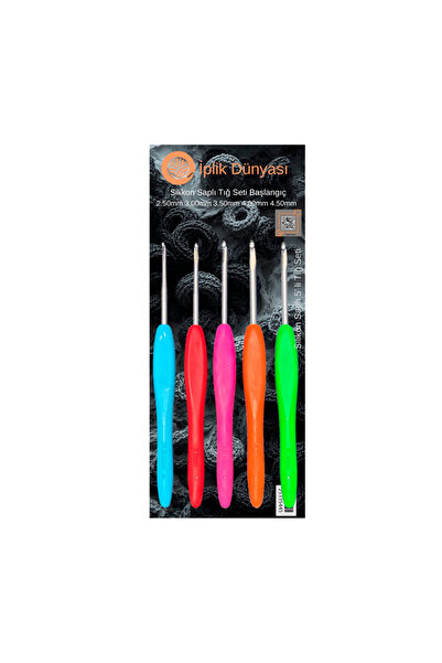 ŞENELYÜN Tığ Seti, Silikon Saplı Başlangıç, 5 Adet Farklı Numara 2.50mm, 3.00...