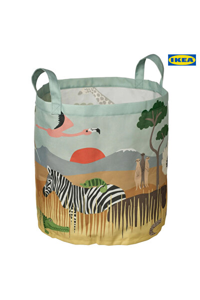 IKEA حقيبة تخزين SANDLÖPARE، صندوق تخزين ملابس الأطفال، متعدد الألوان، بنمط أ...