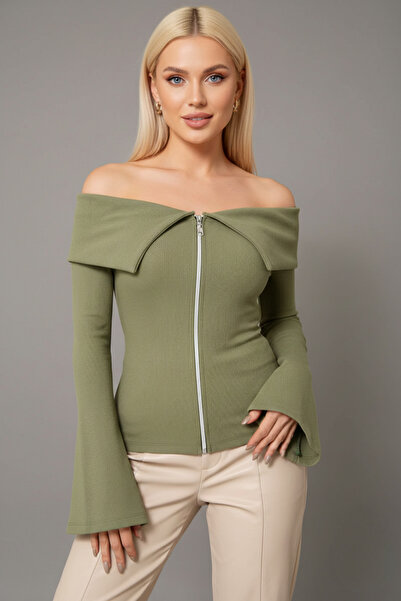 İntive Lingerie Women's Stylish Corded Zipper Blouse